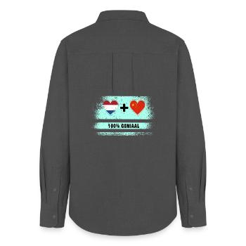 China und die Niederlande 100% Genius Flagge - Frauen Oxford Hemd - Anthrazit - Hinten - AI Model Female 172 light (172cm)
