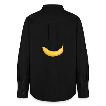 Banana smile - Women's Oxford Shirt - black - Back - AI Model Female 172 light (172cm)