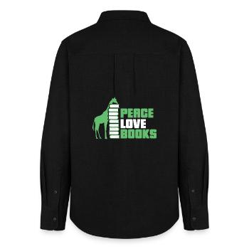 Reading Books Book Giraffe - Women's Oxford Shirt - black - Back - AI Model Female 172 light (172cm)