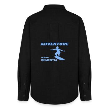 SURF ADVENTURE - Women's Oxford Shirt - black - Back - AI Model Female 172 light (172cm)
