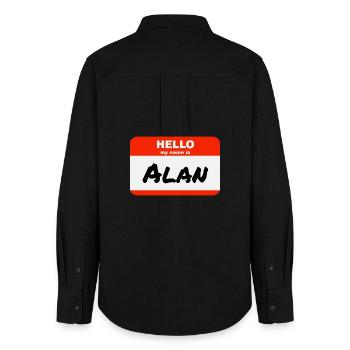 Hello My Name Is Alan Etikett Namensschild - Frauen Oxford Hemd - Schwarz - Hinten - AI Model Female 172 light (172cm)