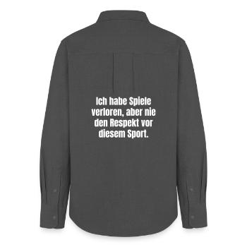 Citation sur le respect du sport : Jamais abandonné - Chemise Oxford Femme - charbon - Dos - AI Model Female 172 light (172cm)