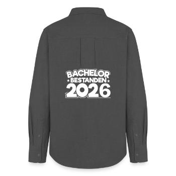 Bachelor 2026 Abschluss Promotion Sponsion - Frauen Oxford Hemd - Anthrazit - Hinten - AI Model Female 172 light (172cm)