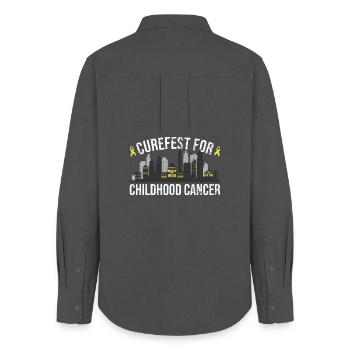 CureFest Cityscape gegen Kinderkrebs - Frauen Oxford Hemd - Anthrazit - Hinten - AI Model Female 172 light (172cm)