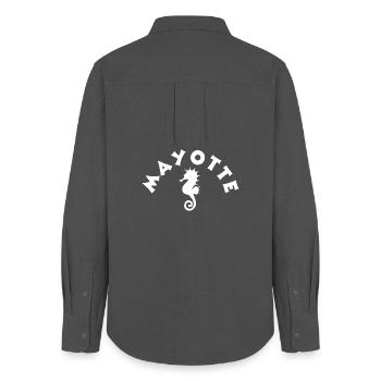 Mayotte, French Department, 976 - Women's Oxford Shirt - anthracite - Back - AI Model Female 172 light (172cm)
