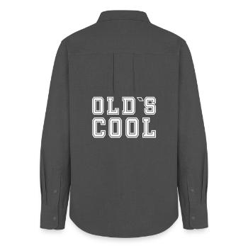Oldscool - Old School Design - Frauen Oxford Hemd - Anthrazit - Hinten - AI Model Female 172 light (172cm)