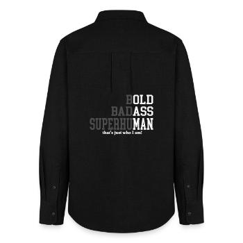 Bold Badass Superhuman Dad Fathers Day Gift - Frauen Oxford Hemd - Schwarz - Hinten - AI Model Female 172 light (172cm)