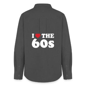 I Love Heart Sixties Retro Typography - Women's Oxford Shirt - anthracite - Back - AI Model Female 172 light (172cm)