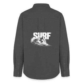 Surf Shirt Surfing Beach Ocean Surfer Gift - Frauen Oxford Hemd - Anthrazit - Hinten - AI Model Female 172 light (172cm)