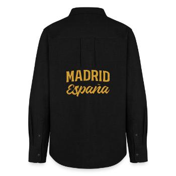 Madrid Spain Gold Font - Women's Oxford Shirt - black - Back - AI Model Female 172 light (172cm)