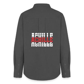 T-Shirt Achille T-Shirt gestapelter Text - Frauen Oxford Hemd - Anthrazit - Hinten - AI Model Female 172 light (172cm)