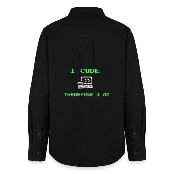 Ich programmiere, also bin ich – lustiges Entwickler-T-Shirt - Frauen Oxford Hemd - Schwarz - Hinten - AI Model Female 172 light (172cm)