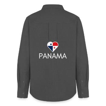 Heart with Panama flag, I love Panama - Women's Oxford Shirt - anthracite - Back - AI Model Female 172 light (172cm)