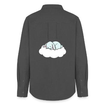 Schlafender Hase auf Wolke Traum - Frauen Oxford Hemd - Anthrazit - Hinten - AI Model Female 172 light (172cm)