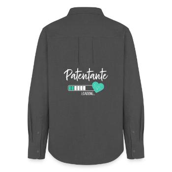 Patentante Loading Herz Patin Patenkind Junge - Frauen Oxford Hemd - Anthrazit - Hinten - AI Model Female 172 light (172cm)