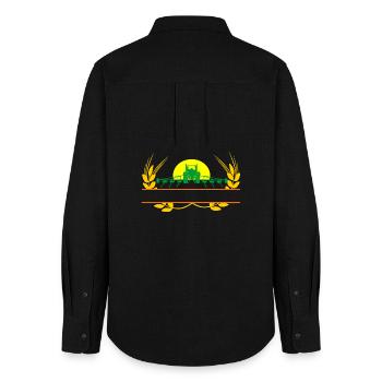 Farm tractor sunset - Women's Oxford Shirt - black - Back - AI Model Female 172 light (172cm)