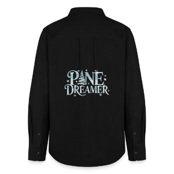Pine Dreamer Winter Fir Snowflakes Forest - Women's Oxford Shirt - black - Back - AI Model Female 172 light (172cm)