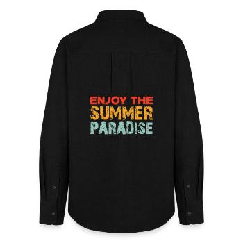 Enjoy the summer paradise - Frauen Oxford Hemd - Schwarz - Hinten - AI Model Female 172 light (172cm)