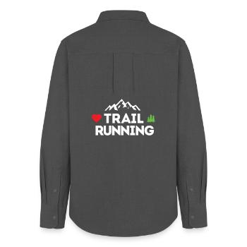 I Love Trail Running - Women's Oxford Shirt - anthracite - Back - AI Model Female 172 light (172cm)