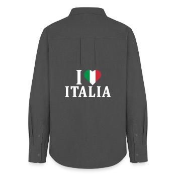 t-shirt I love Italy flag t-shirt idée cadeau - Chemise Oxford Femme - charbon - Dos - AI Model Female 172 light (172cm)