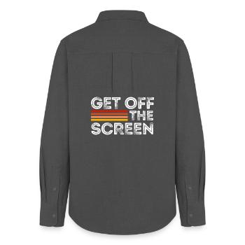 Get Off The Screen - Chemise Oxford Femme - charbon - Dos - AI Model Female 172 light (172cm)