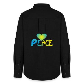 Peace Herz Frieden Friedenszeichen - Frauen Oxford Hemd - Schwarz - Hinten - AI Model Female 172 light (172cm)