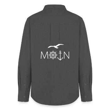 Moin Küstenkind – Maritimes Design mit Anker - Frauen Oxford Hemd - Anthrazit - Hinten - AI Model Female 172 light (172cm)