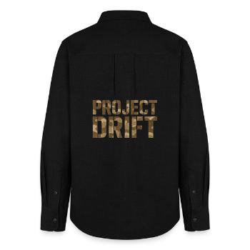 Project Drift Camouflage Tuning Statement - Women's Oxford Shirt - black - Back - AI Model Female 172 light (172cm)