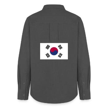 Korea Sud Flagge - Frauen Oxford Hemd - Anthrazit - Hinten - AI Model Female 172 light (172cm)