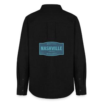 Nashville Vintage Sign Music City - Women's Oxford Shirt - black - Back - AI Model Female 172 light (172cm)