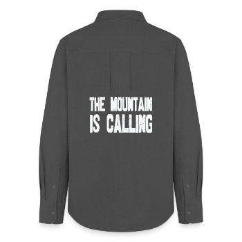 The Mountain is calling - Women's Oxford Shirt - anthracite - Back - AI Model Female 172 light (172cm)