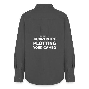 Writer Plotting Your Cameo Funny Author Book Quote - Women's Oxford Shirt - anthracite - Back - AI Model Female 172 light (172cm)
