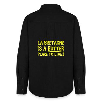 BRETAGNE IST EIN BUTTERORT ZUM LEBEN! - Frauen Oxford Hemd - Schwarz - Hinten - AI Model Female 172 light (172cm)