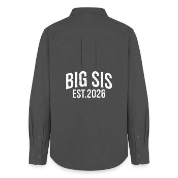Big Sis Est 2026 - Frauen Oxford Hemd - Anthrazit - Hinten - AI Model Female 172 light (172cm)