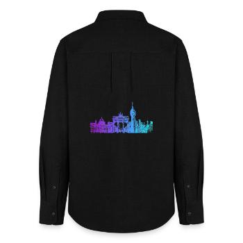 Berlin Stadt Skyline - Frauen Oxford Hemd - Schwarz - Hinten - AI Model Female 172 light (172cm)