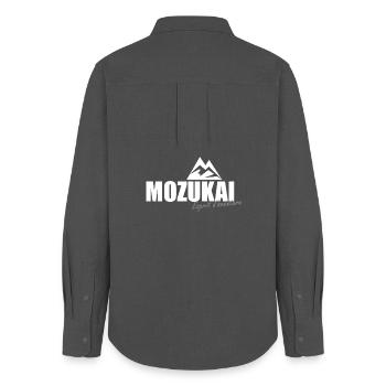 OFFIZIELLES weißes MOZUKAI-Logo - Frauen Oxford Hemd - Anthrazit - Hinten - AI Model Female 172 light (172cm)