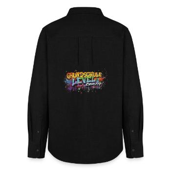 Grundschule Level Complete Graffiti Abschlussshirt - Frauen Oxford Hemd - Schwarz - Hinten - AI Model Female 172 light (172cm)