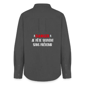 Danger Fart without warning - Women's Oxford Shirt - anthracite - Back - AI Model Female 172 light (172cm)