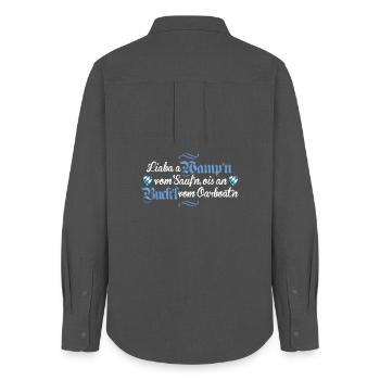Wamp'n Buckl Spruch Bavarian Shirt - Frauen Oxford Hemd - Anthrazit - Hinten - AI Model Female 172 light (172cm)