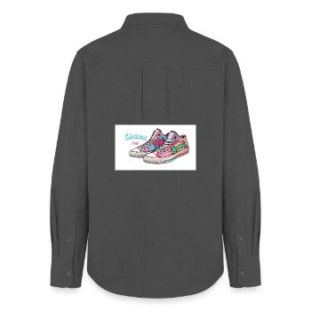 Colorful sneakers with comic design - Women's Oxford Shirt - anthracite - Back - AI Model Female 172 light (172cm)