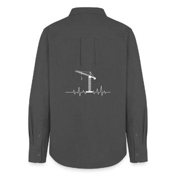 Opérateur de construction d’impulsions ECG pour battement de cœur de grue - Chemise Oxford Femme - charbon - Dos - AI Model Female 172 light (172cm)