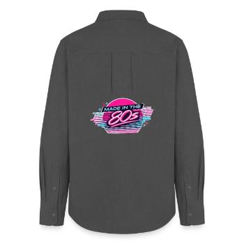 Made in den 80ern Neon Retro - Frauen Oxford Hemd - Anthrazit - Hinten - AI Model Female 172 light (172cm)