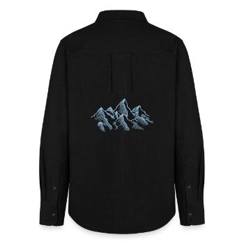 Berge Gipfel Zeichnung - Frauen Oxford Hemd - Schwarz - Hinten - AI Model Female 172 light (172cm)