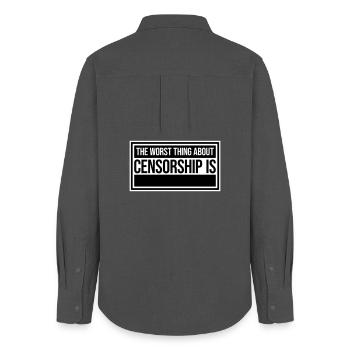 The Worst Thing About Censorship Is Funny Irony - Women's Oxford Shirt - anthracite - Back - AI Model Female 172 light (172cm)