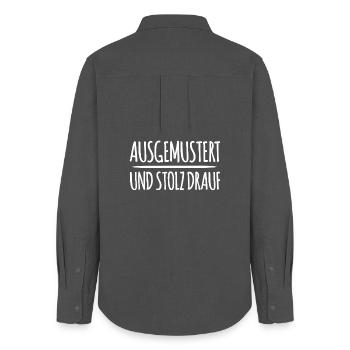 Ausgemustert Gegen Krieg - Frauen Oxford Hemd - Anthrazit - Hinten - AI Model Female 172 light (172cm)