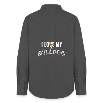 I love my Bulldog - Frauen Oxford Hemd - Anthrazit - Hinten - AI Model Female 172 light (172cm)