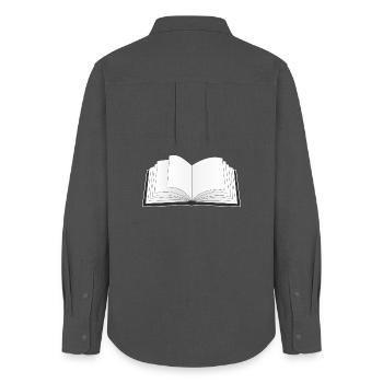 ein offenes Buch für den Bücherwurm oder Leseratte - Frauen Oxford Hemd - Anthrazit - Hinten - AI Model Female 172 light (172cm)
