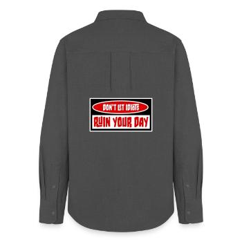 Don't Let Idiots Ruin Your Day Lustig Sarkastisch - Frauen Oxford Hemd - Anthrazit - Hinten - AI Model Female 172 light (172cm)