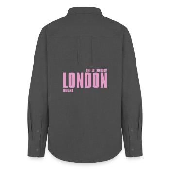 London Pink Bold Typography - Women's Oxford Shirt - anthracite - Back - AI Model Female 172 light (172cm)