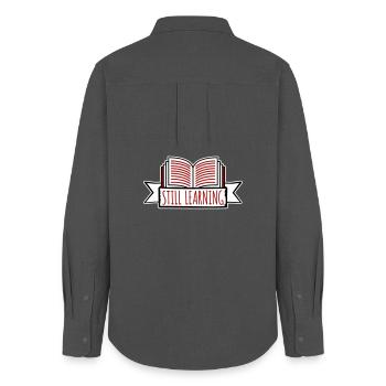 Still Learning Wachstum Schüler Motivation Spruch  - Frauen Oxford Hemd - Anthrazit - Hinten - AI Model Female 172 light (172cm)